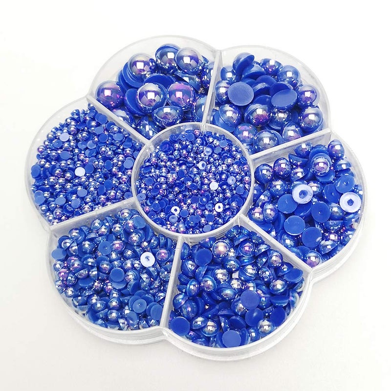 Chenkou Craft 3000PCS 1 Box Dark Blue Round Flatback Imitation Half Pearls Bead Loose Beads Gem (Dark Blue Half Ball) - Image 5